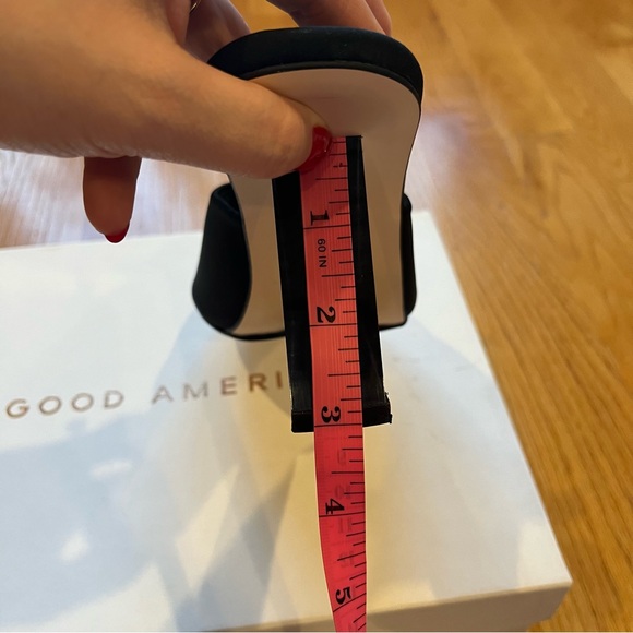 Good American Neoprene Clear Wedge Mule Sandals Block Heel Black Size 7.5 NWB - Picture 11 of 14